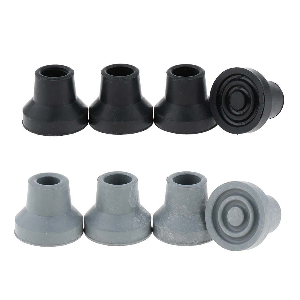 8Pcs 16mm Walking Stick Tips End Protector Canes Accessory, Rubber Crutch & Walker Tips & Leg Tips Caps Cover, Gray and Black