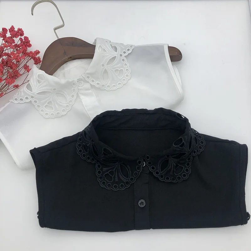 

Sitonjwly Women Shirt Fake Collar Blouse Vintage Detachable Shirt Collar Female False Collar Lapel Handmade Necklace Decor