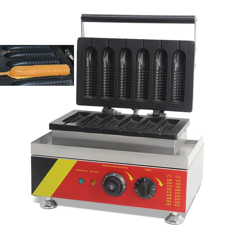 

SUCREXU Electric Waffle Maker Machine 6PS Hot Dog Waffle Baker Stainless Steel Crispy corn conjoined machine 110v 220v CE
