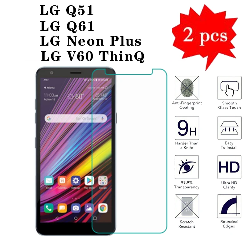 2 шт стекло для LG Neon Plus Q51 Защитная пленка экрана Взрывозащищенная ЖК-пленка V60 ThinQ