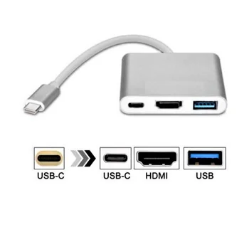 

USB3.1 Type-C to HDMI+USB 3.0+Type-C With Charging Port Adapter UBS 3.1 Cable 3 in 1,4K HD(For Type-c laptop)