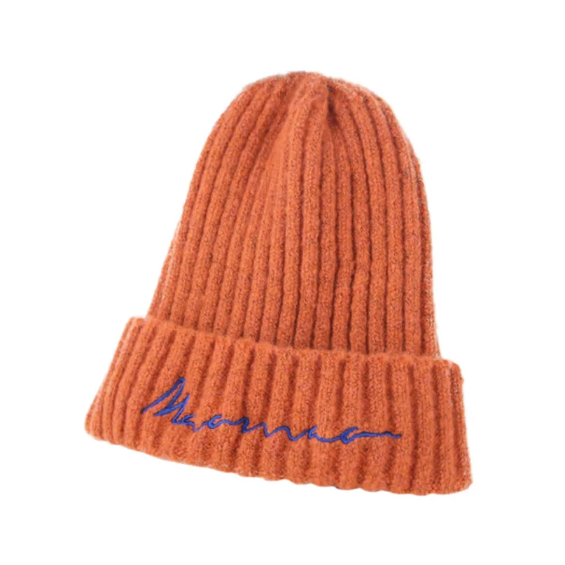 Unisex 50-54CM Children Pure Color Letter Keeping Warm And Simple Knitted Wool Hat Cap Winter Popular Cap 30SE02 (2)