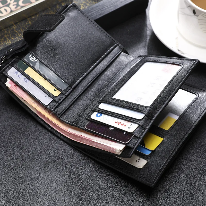 

Genuine Product Wallet Men's Short Genuine Leather Cowhide Large-Volume Verticle Driving License Leather Case Youth Wallet Card