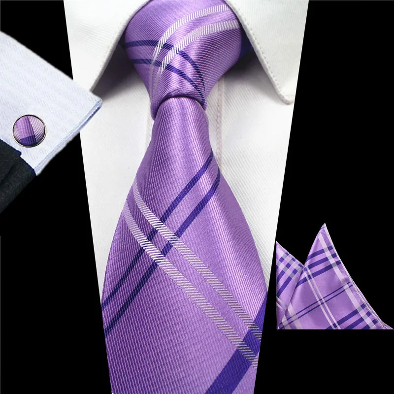 Gusleson Модный цветочный галстук мужской 8 см набор шелковых галстуков синий зеленый фиолетовый желтый красный свадебный Одноцветный Галстук Hanky Набор Запонок - Цвет: 05