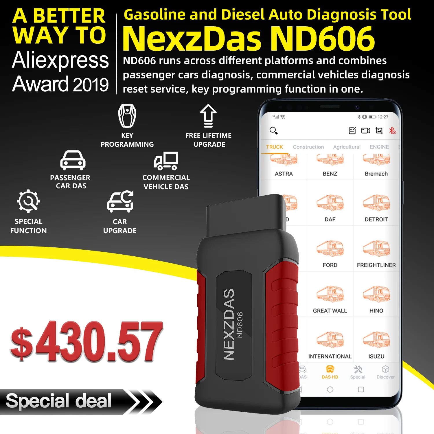 Humzor NexzDAS ND606 OBD2 автомобильный сканер для диагностики кода автомобиля легковых