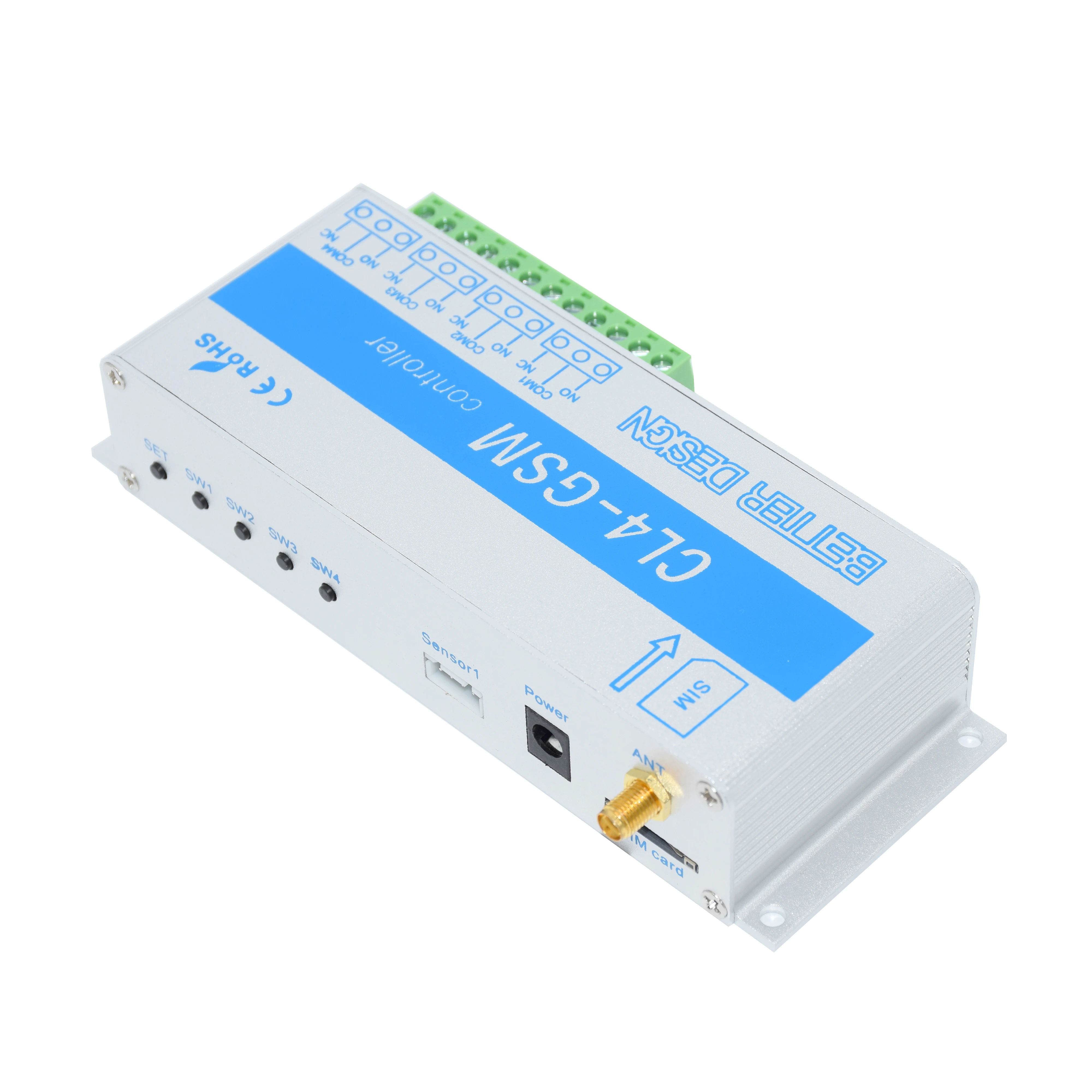 GSM SMS Remote Switch Controller 4 Channel Relay Output For Temperature Humidity Monitor Alarm Water Boiler Heating