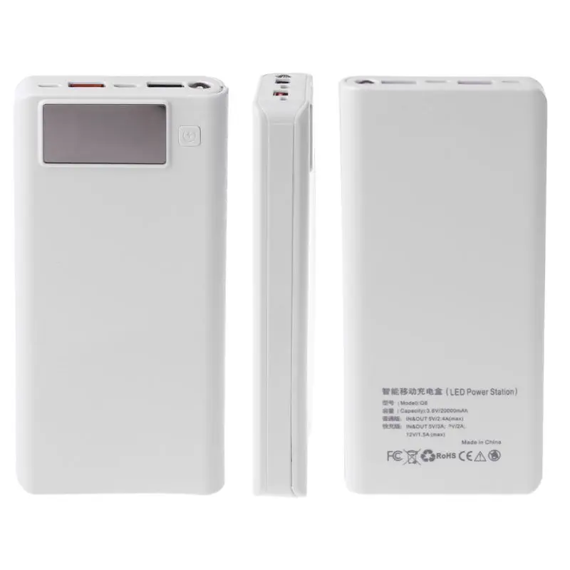 QC 3 0 Dual USB + Type C PD 8x18650 батарея DIY Power Bank Box LED Light быстрое зарядное устройство для iPhone