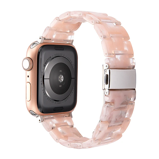 Resin strap for apple watch band 7 44mm 40mm 42mm 38mm 41 45mm correa transparent Loop watchband for iwatch 7 6 se series 5 4 3 Translucent Pinkflow