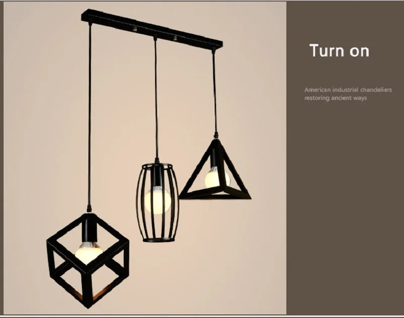 Nordic Vintage Industrial Vintage Cage Pendant Light Iron Art Pyramid Wrought Home Ceiling Lamp Suitable for E27 Bulbs