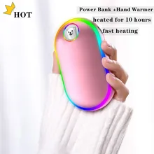 10000mah mão mais quente luz colorida display digital controle de temperatura dupla face aquecedor usb mão mais quente carregamento usb