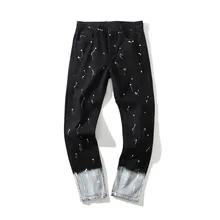 Idopy, модные мужские джинсы с высокой талией, с рисунком, уличная одежда, с чернильным всплеском, с покрытием, джинсовые штаны, прямые, джинсовые брюки для мужчин