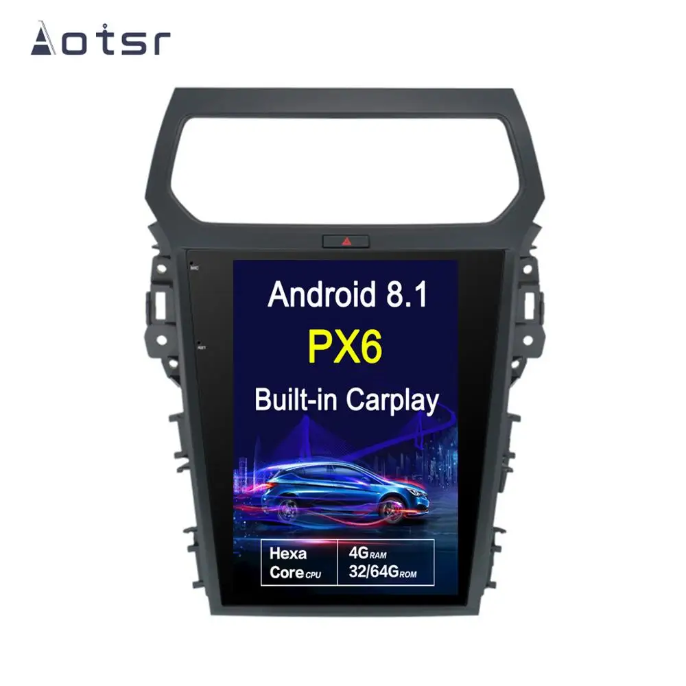 AOTSR 12," wifi DSP Android 8,1 Tesla стиль вертикальный экран Автомобильный gps навигатор для Ford Explorer 2011- Мультимедиа Радио