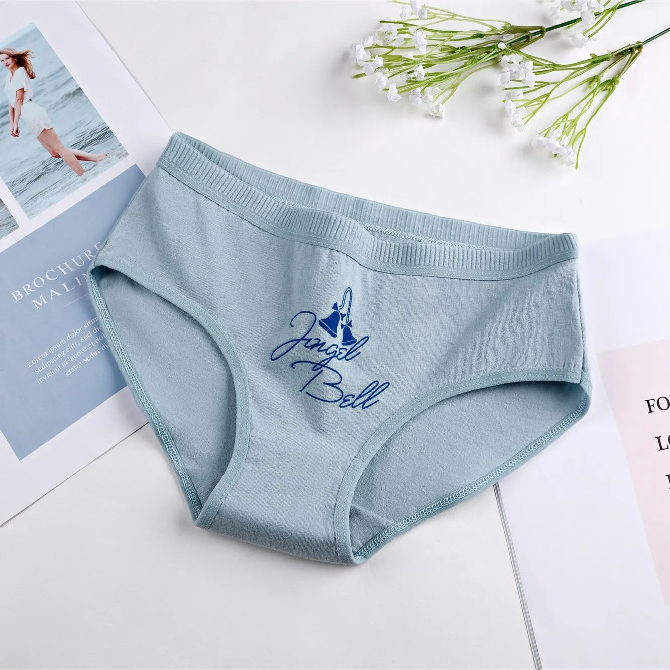Nordic Blue Новинка! трусы для женщин с рисунком из мультфильма, чистый хлопок, в талии, нижнее белье для девочек - Цвет: Nordic Blue