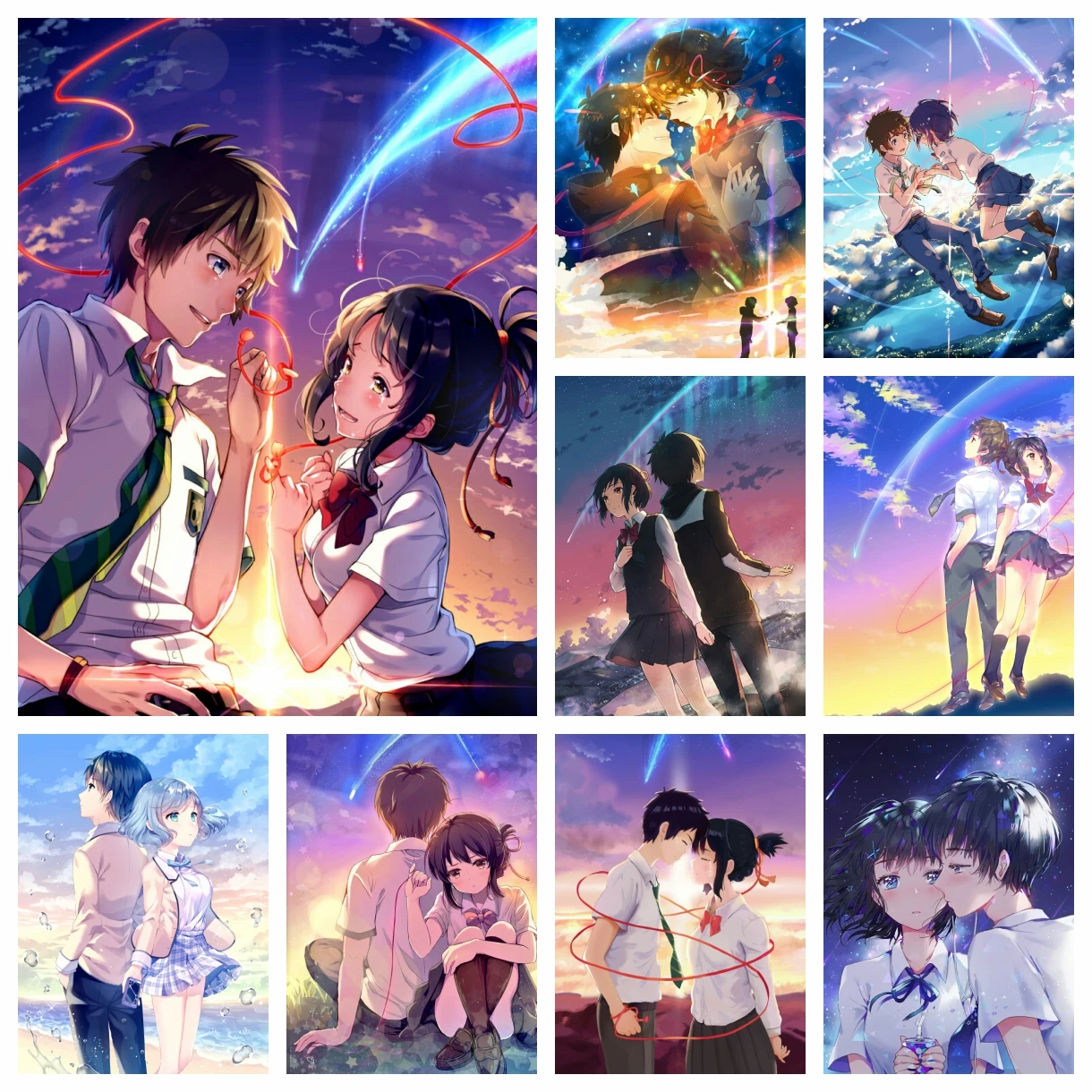 

5D Diamond Painting Anime Movie Kimi No Na Wa Cross Stitch Mosaic Embroidery Film Your Name Needlework Rhinestone Wall Art Decor