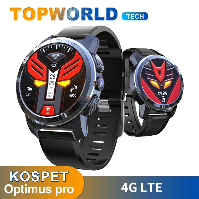 Смарт-часы KOSPET Optimus Pro 4G LTE 3 ГБ + 32 WIFI пульсометр камера 8 Мп двойная система GPS Android |