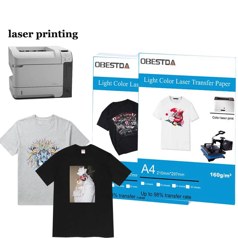 A4 dark light color laser toner printer thermal heat transfer paper pure  cotton T-shirt fabric - AliExpress