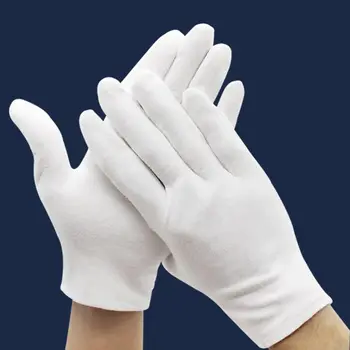

3 Pairs White Cotton Gloves Coin Gloves for Women Men Dry Hands Serving Archival Cleaning Jewelry Silver Inspection
