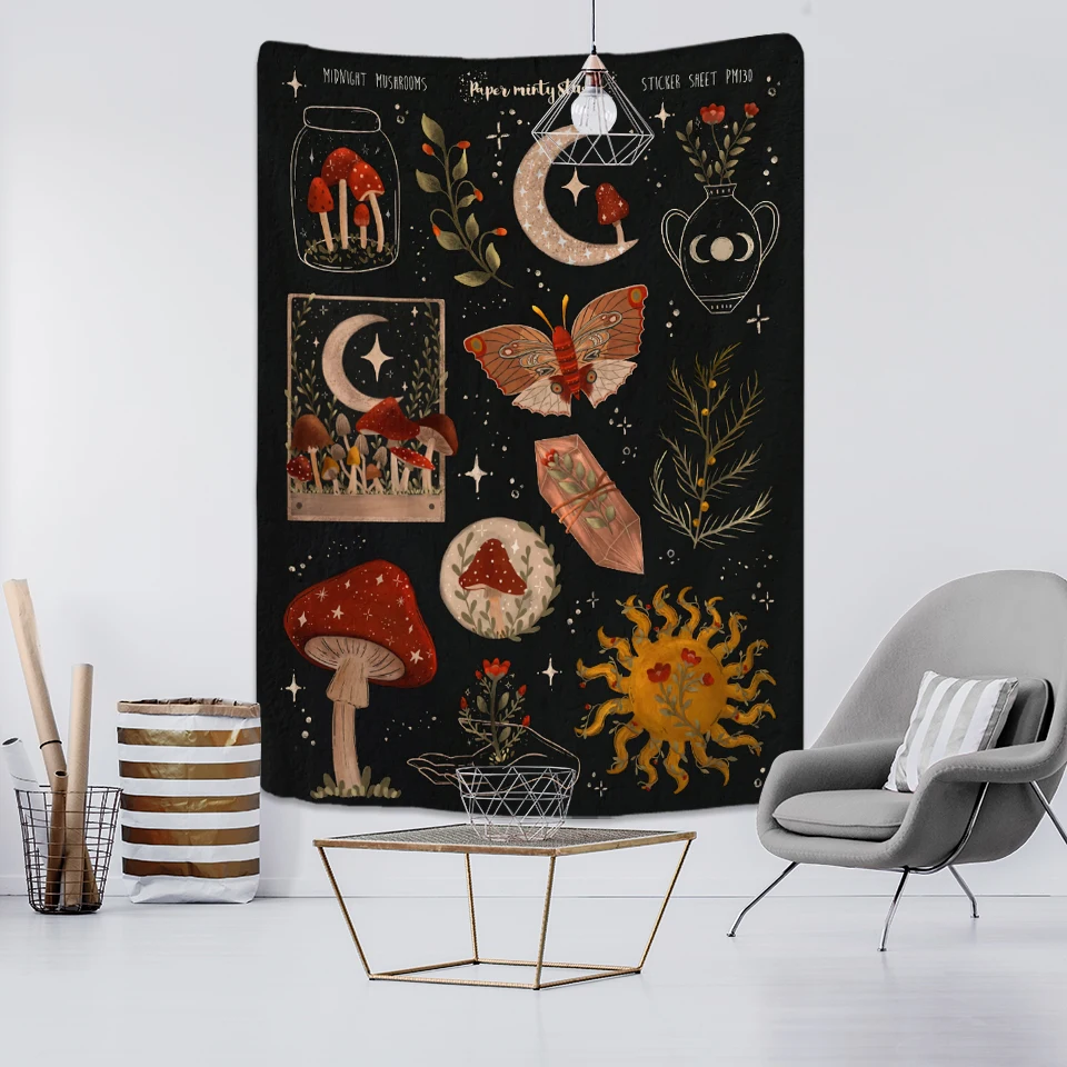Arazzo Parete Sole E Luna Obsecolors | Trippy Psichedelico Floreale Bohémien | Tapestry Vintage Per Camera Da Letto | 100% Poliestere Morbido