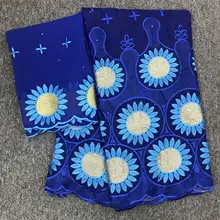 Хлопковый кружевной комплект в африканском стиле из швейцарской вуали синего цвета, красивый кружевной комплект из тюля, 2 ярда, швейцарский кружевной комплект для одежды