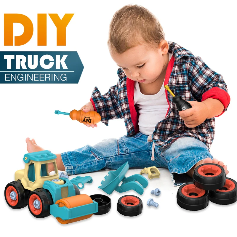 Tuerca de desmontaje de carga de camión, excavadora de ingeniería, tornillo para niños, herramienta creativa, juguetes de modelo de coche educativo
