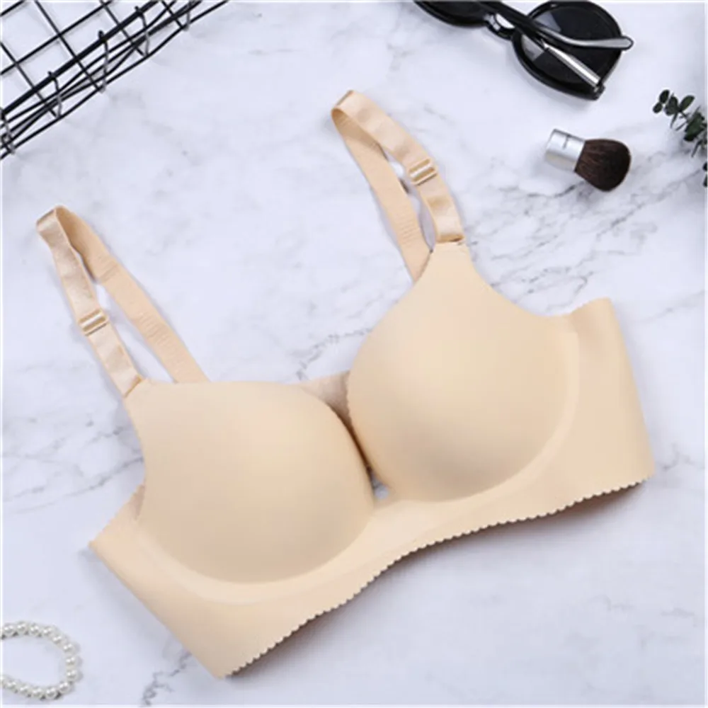 

2019 Sexy Gathered Bra Seamless Breathable Bra 6 Color Adjustable Underwear Comfortable Seamless Ladies Bra