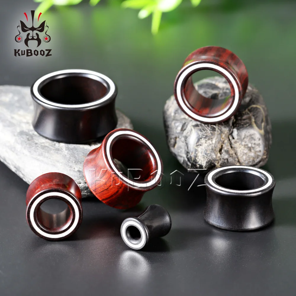 KUBOOZ Wood Ear Piercing Plugs Gauges Expanders Fashion Body Jewelry Earring Tunnels Stretchers 2PCS piercing jewelry,body piercing earrings,ear piercing jewelry,body piercing jewelry,body jewelry