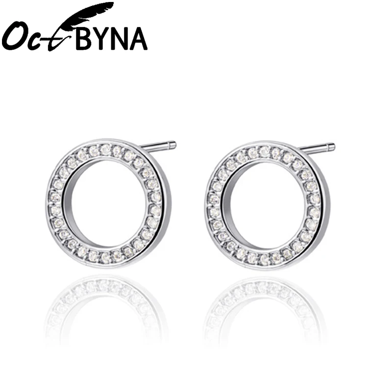 Octbyna, винтажные серебряные модные брендовые Кристальные серьги-гвоздики в форме сердца, Свадебные обручальные серьги-гвоздики с короной для женщин, ювелирные изделия - Окраска металла: 20