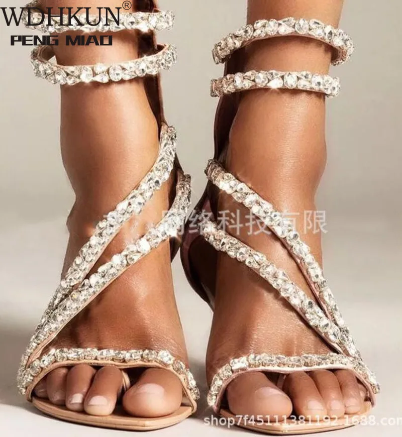 

Women Flat Thong Sandals Candy Color Corss Tied Female Bohemia Lace Up Casual Beach Shoes Ladies Fashion Footwear Summer