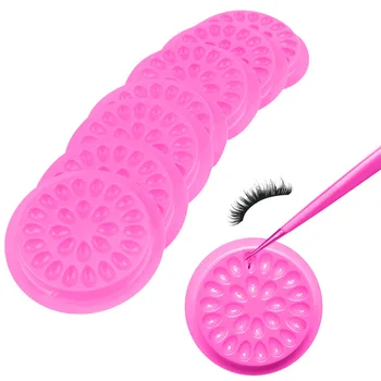 

100pcs False Eyelash Glue Tray PVC Gasket Flower Shape Glue Tray Make up Tool