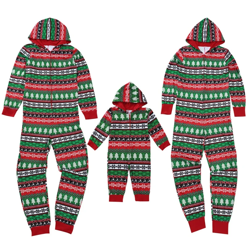 Hilittlekids/Рождественские Ползунки с принтом, одежда для родителей и детей, семейный Рождественский Пижамный костюм, комбинезон с капюшоном