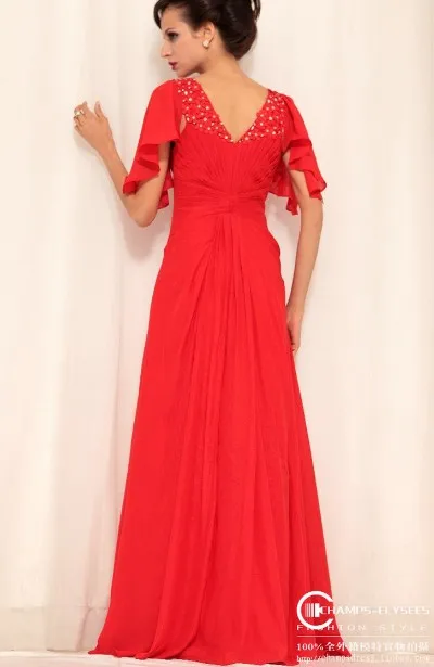 Новая мода vestidos de festa красные длинные кристаллическая крышка; Свободный рукав; официальное вечерние элегантное вечернее платье для матери невесты