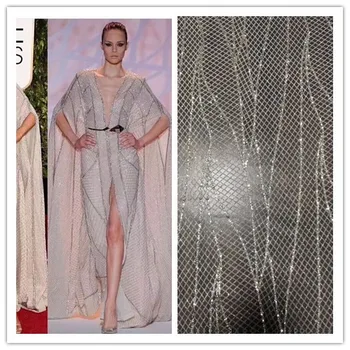 

Cyndi-9.9202 glued glitter print african mesh tulle lace 5yards for evening dress