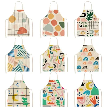 

Cactus Plant Printed Kitchen Apron Kids Men Women Chef Cooking Geometric Aprons Cotton Linen Waist Apron Cleaning