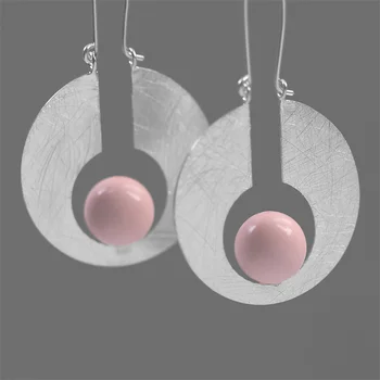 

INATURE 925 Sterling Silver Creative Jewelry Fashion Red Coral Moon Drop Earrings For Women Birthday Gift