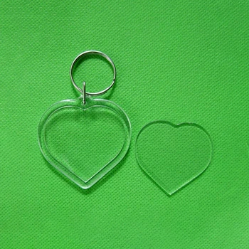 

50Pcs Heart Styles Transparent Blank Acrylic Insert Photo Picture Frame Keyring Keychain DIY Split Ring Gift