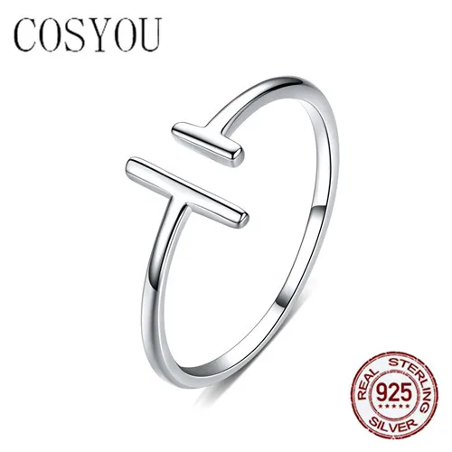 

COSYOU 2019 authentic 100% 925 Sterling Silver Square Geometric Stackable Finger Rings for Women Clear CZ girlfriend gift SCR555