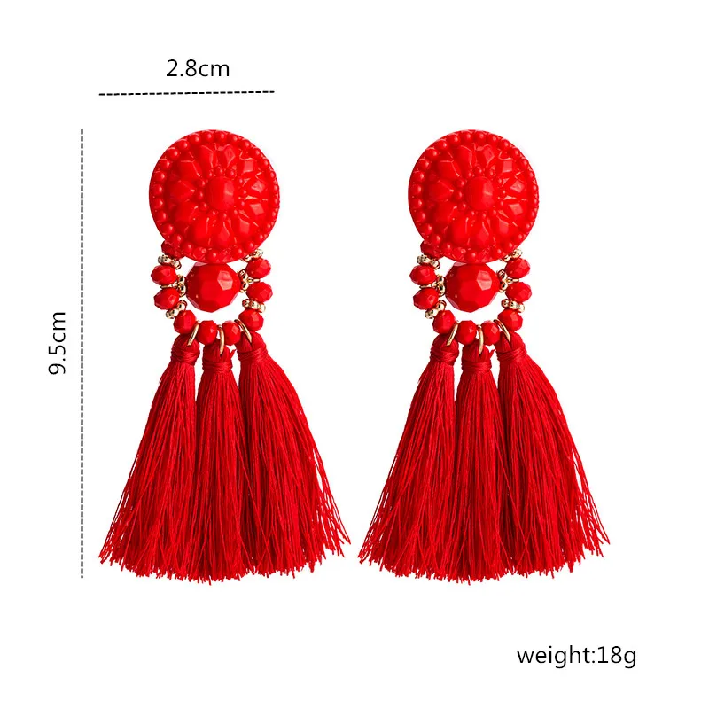 Tassel Earrings Weave Resin Long Drop Earrings Women Acrylic Dangle