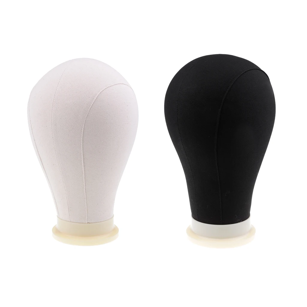 2pcs Canvas Poly Head for Wig Hat Making Display w/ Mount Hole + 20pcs Pins 22” 24”