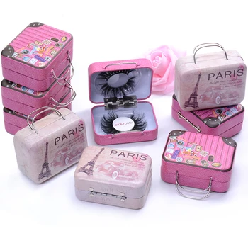 

Eyelash Packaging Mini Trolley Eyelashes Packing Box Personalized Design Luggage Shape Eyelash Pakaging Eyelashes Box Package