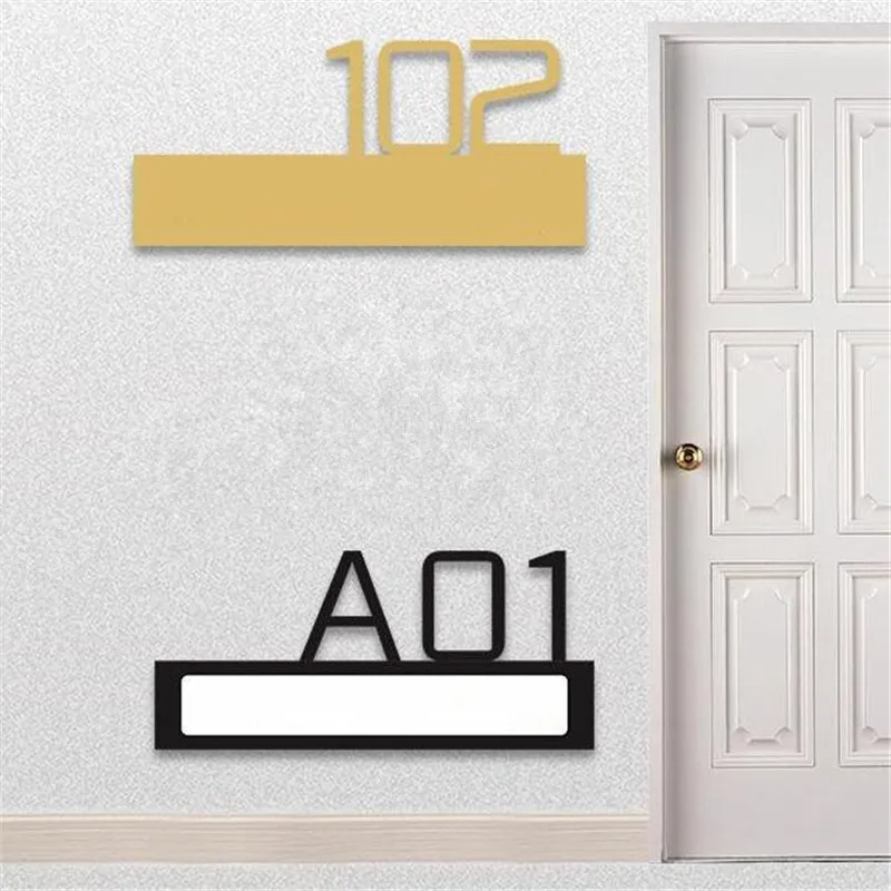 

Golden Wooden Acrylic House Number Outdoorr 3D Digital Door Signs Wood Number Plate Custom Stickers Address Plaque Decoration
