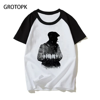

Man Retro Tee Peaky Blinders Print T Shirts Tee Shirts Fashion O-Neck Women Streetwear Tops Tees
