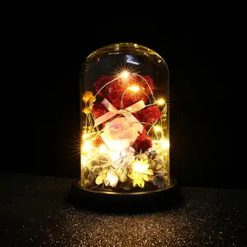 

LED Night Fairy String Lights Bear Rose Flower Glass Dome Copper Wire Decoration for Valentine Birthday Party Wedding