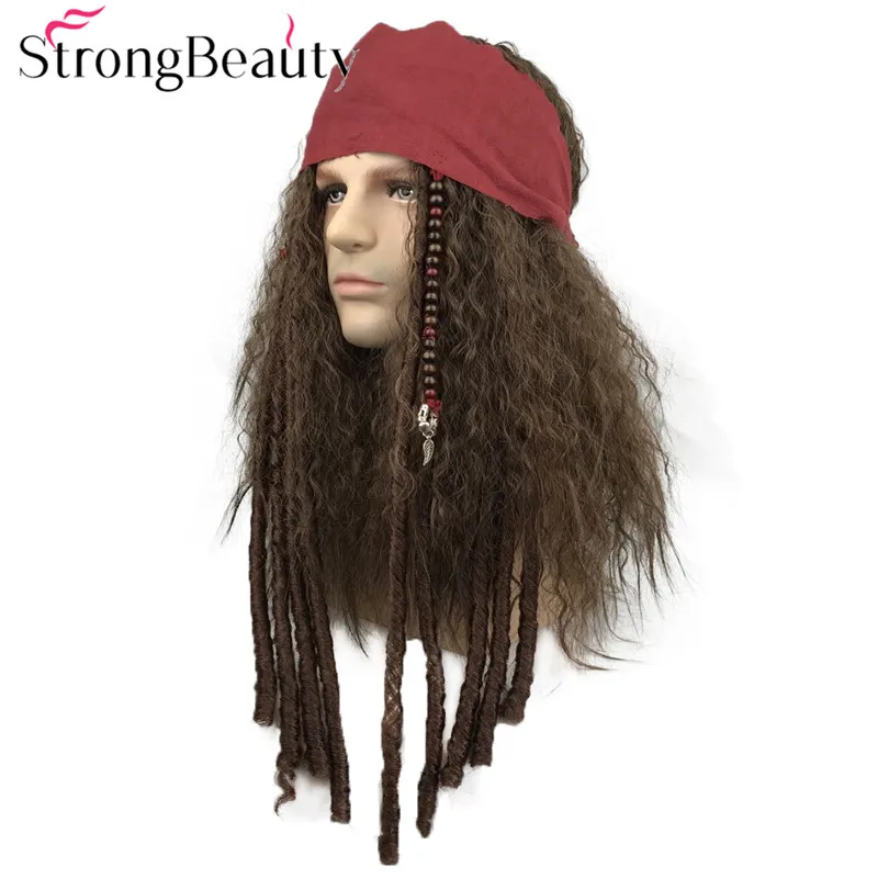 StrongBeauty длинные вьющиеся мужчины парик Синтетический Косплей парики коричневые волосы термостойкие монолитным парик