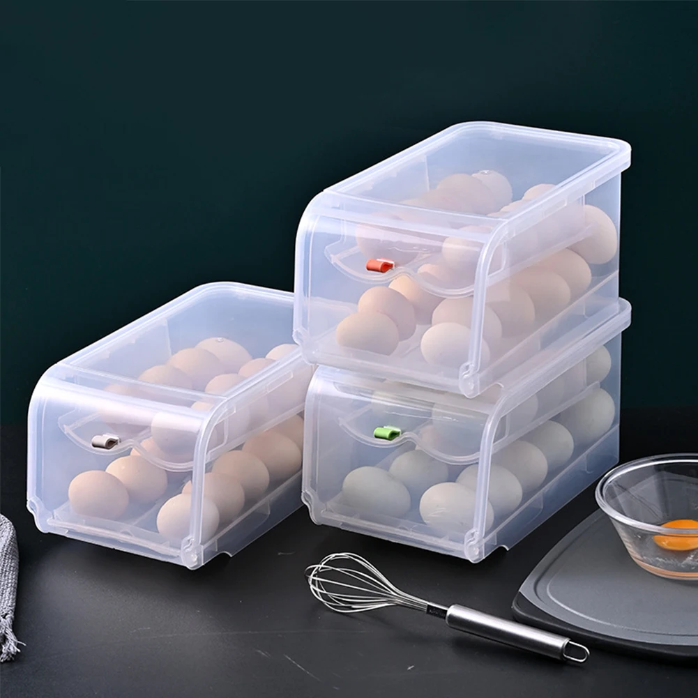 

Household Egg Carton Refrigerator Kitchen Double-layer Storage Box Egg Rack Automatic Rolling Storage Box