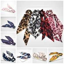 fashion Ponytail Scarf Elastic Hair Rope for Women Hair Bow Ties Scrunchies Hair Bands Flower Print Ribbon Hairbands