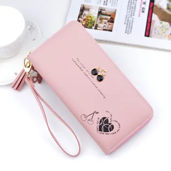 

2019 Tassel Wallet Women Long Cute Purse PU Leather Tassel Women Wallets Zipper Portefeuille Female Purse Clutch Cartera Mujer