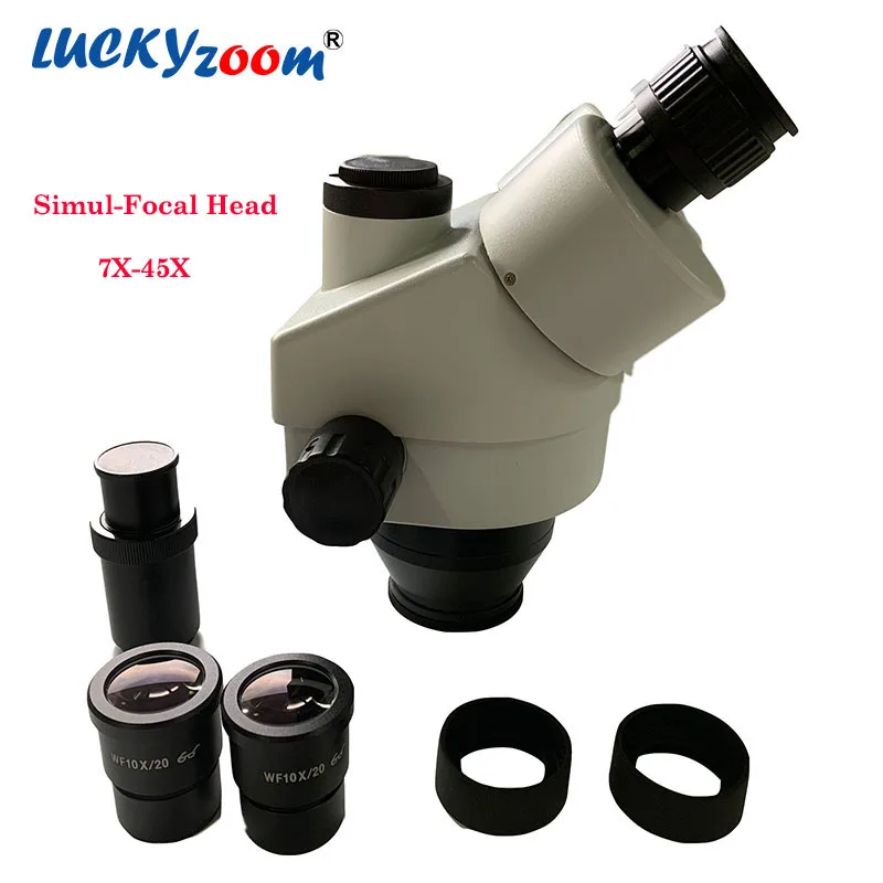 Многофокусный Тринокулярный Стерео микроскоп Luckyzoom 7X 45X с головкой WF10X/20 окуляр