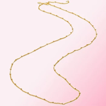 

2019 100% 925 Sterling Silver Classic Gold Beaded Chain Necklace Women Charm Fashion Personality Jewelry Free Shipping Wholesale