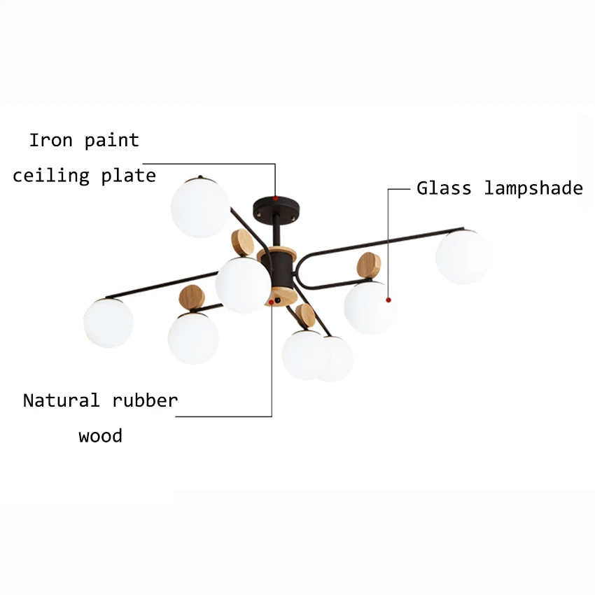 Nordic LED Restaurant Chandelier Magic Bean Molecule Lighting American Living Room Glass Round Lamp Bedroom Decor Light Fixtures