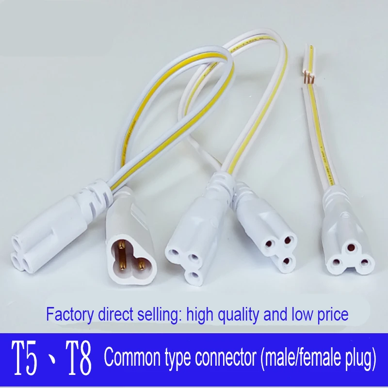 10pcs/lot LED Tube Light Fixture Connection Cable T4 T5 T8 LED Tube Connector 3 pin Double-end Cable Wire Female/Male+Female viborg audio pure copper none plated power cord figure 8 iec c7 plug hifi iec female electrical plug connector adapter